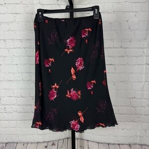 Versailles Black Floral Slip Skirt No Size *Check Measurements*
